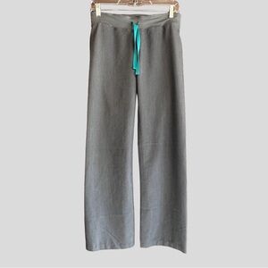 Figs Gray Pants with Teal Drawstring